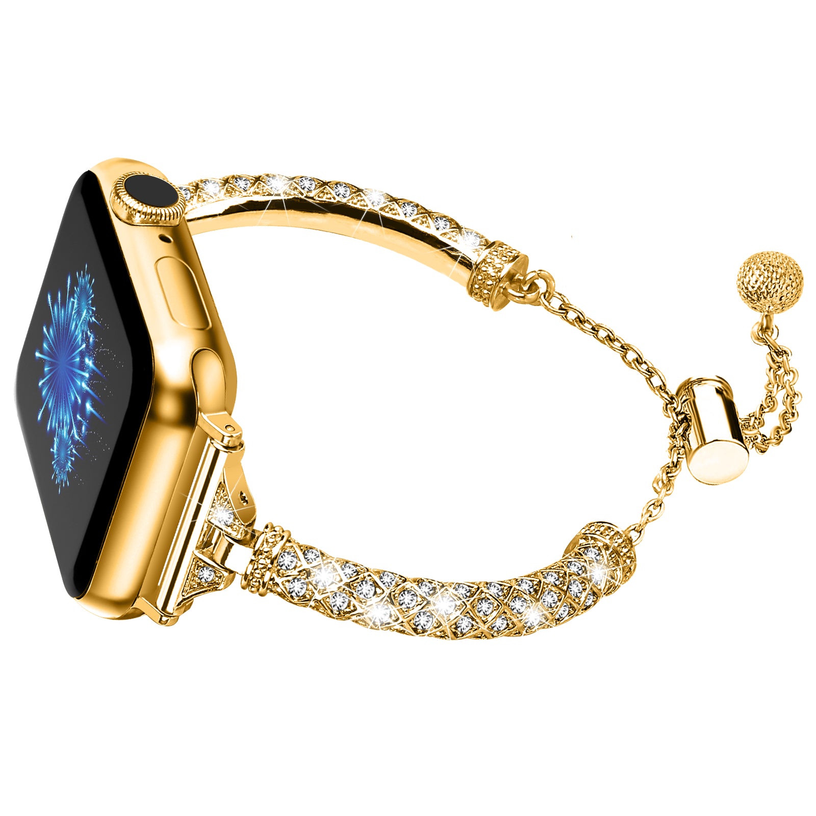 Watch Band for Apple Watch Series 9 8 7 41mm 6 5 4 SE SE (2022) SE (2023) 40mm Series 3 2 1 38mm Rhinestone Decor Copper Bracelet Watch Band for Apple Watch Series 9 8 7 41mm 6 5 4 SE SE (2022) SE (2023) 40mm Series 3 2 1 38mm Rhinestone Decor Copper Bracelet